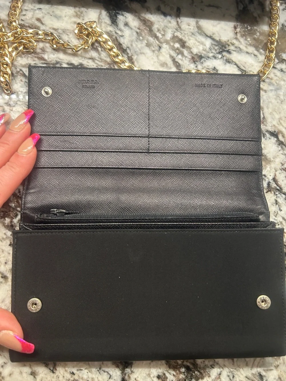 Prada Black Wallet on Chain with Gold Hardware COA and box - Picture 7 of 16